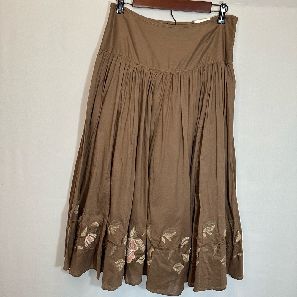 a.n.a A New Approach Skirt Womens Size 8 Embroidered 100% Cotton Tiered Lined - Picture 2 of 16